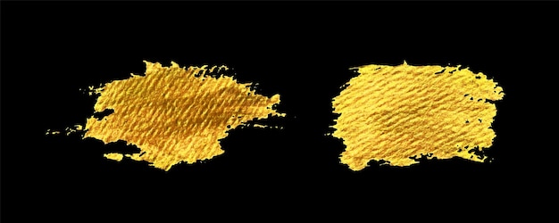 Vector gold brush stroke set on blac background