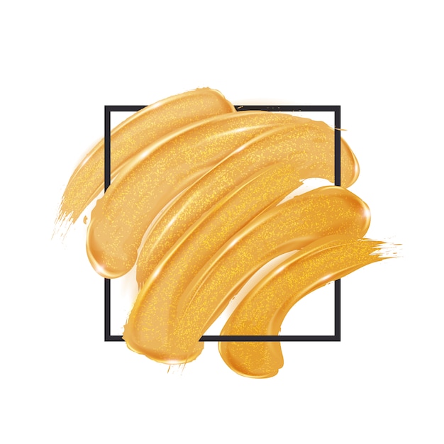 Vector gold brush strokes inside a square