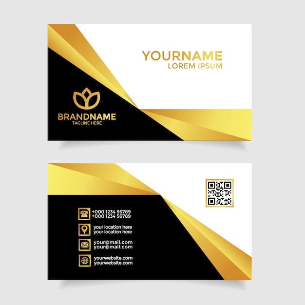 золотой шаблон дизайна визитной карточки редактируемый векторный формат для канцелярской компании