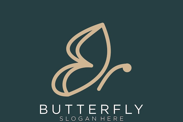 Vector gold butterfly logo. this logo suitable for beauty cosmetic logo.