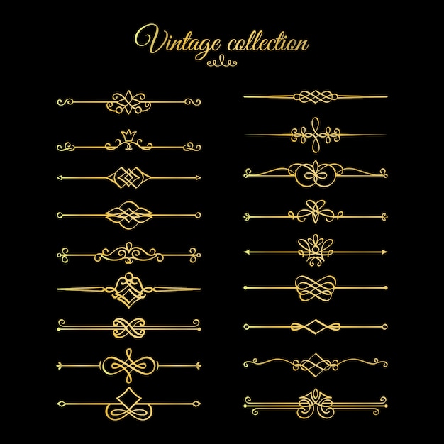 Vector gold calligraphic page dividers