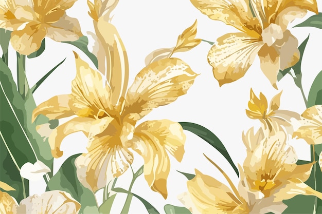 Gold canna lily beautiful seamless floral pattern Flower vector illustration