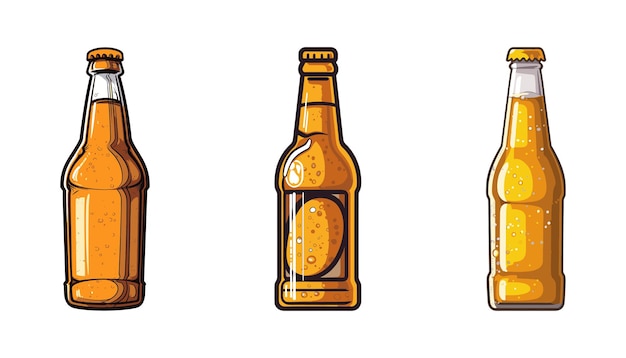 Vector gold cartoon beer bottle vector illustration