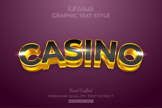 Gold casino bewerkbare aangepaste tekststijl effect premium