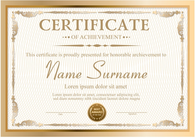 Vector gold certificate template