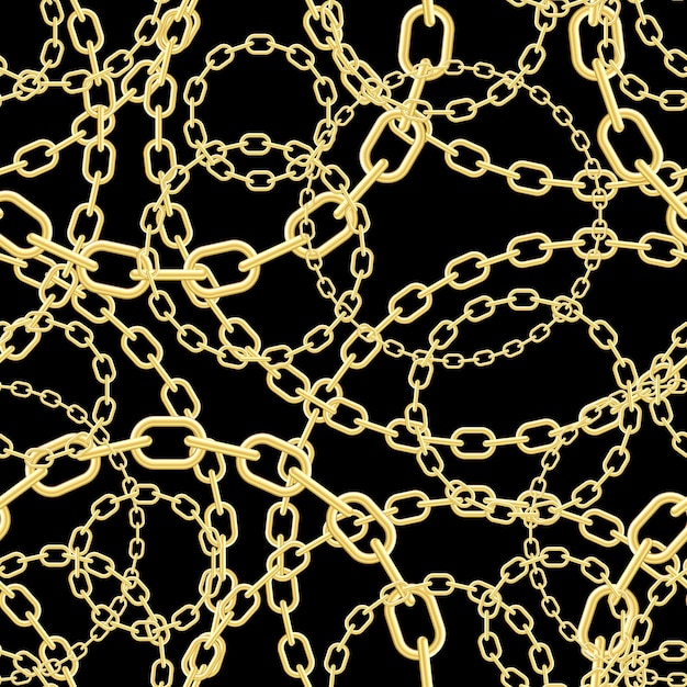 Vector gold chain on black seamless vector background.