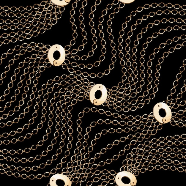 Vector gold chain seamless on black background