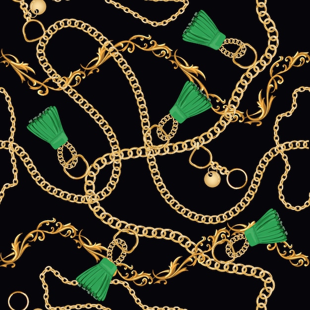 Gold chains luxury seamless pattern