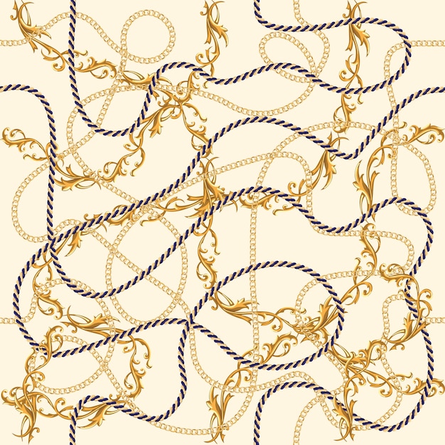 Vector gold chains luxury seamless pattern