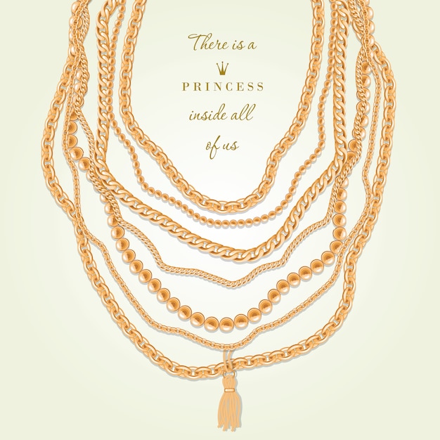 Gold chains necklace abstract background