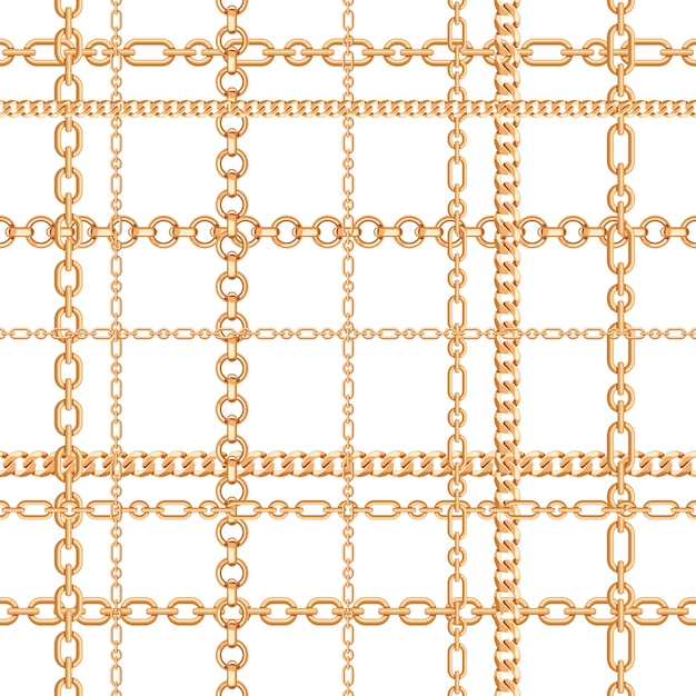 Vector gold chains on white.