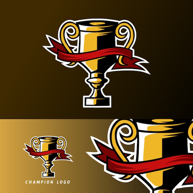 Gold champion trophy sport esport logo template