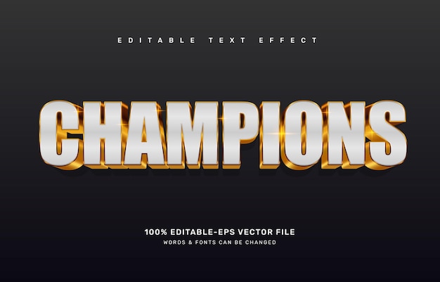 Vector gold champions editable text effect template