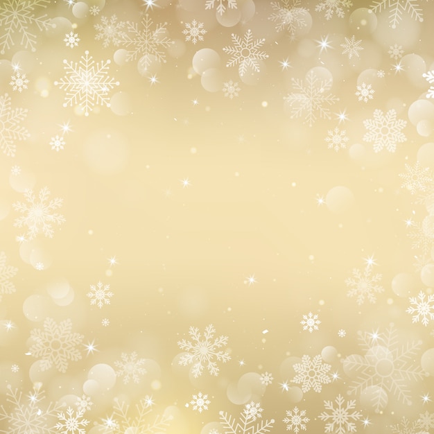 Vector gold christmas background with snowflakes