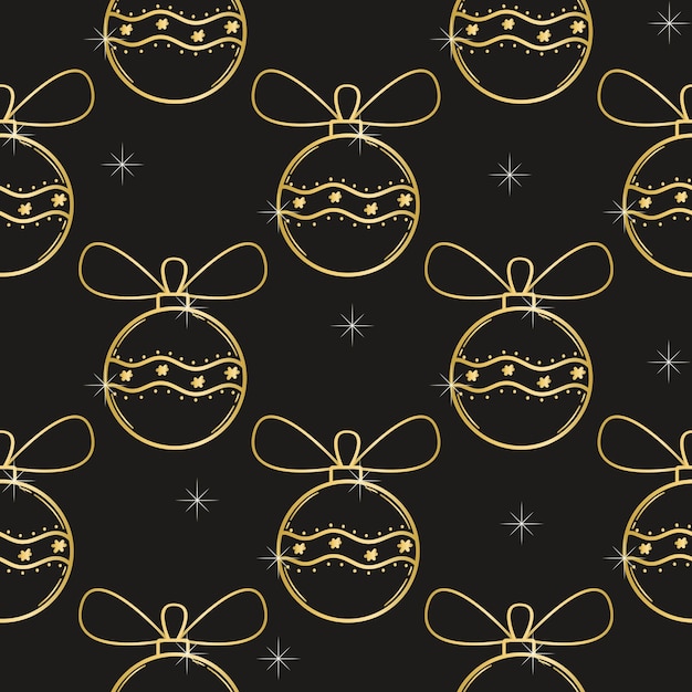 ゴールド クリスマス ボールのシームレスなパターン ベクトル イラスト背景ゴールド ラウンドつまらないもの