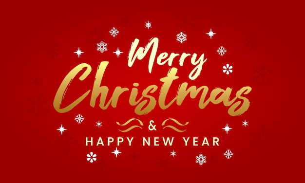 Vector gold christmas and new year typographical on red xmas background. merry christmas card