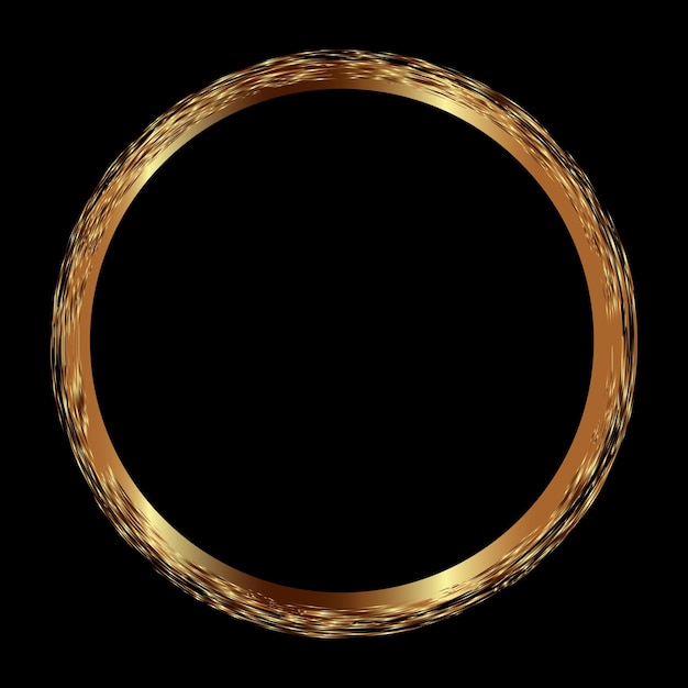 Gold circle brush stroke round frame of gold on a black background tested gold border on dark back