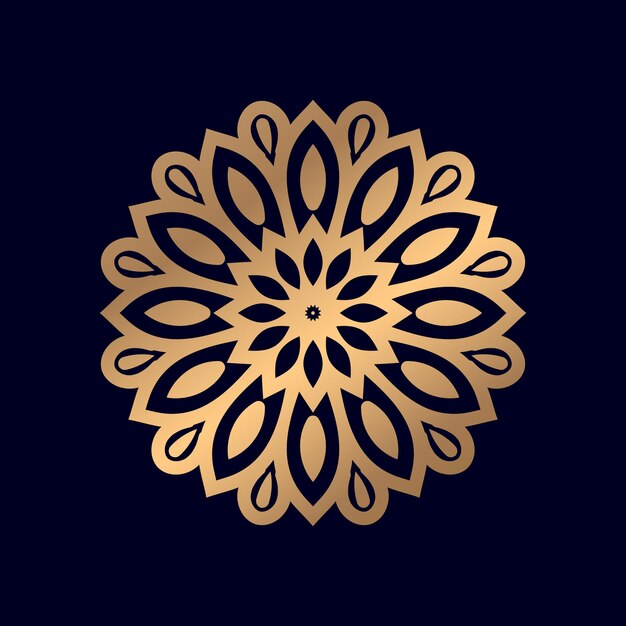 Gold circle on a dark blue background