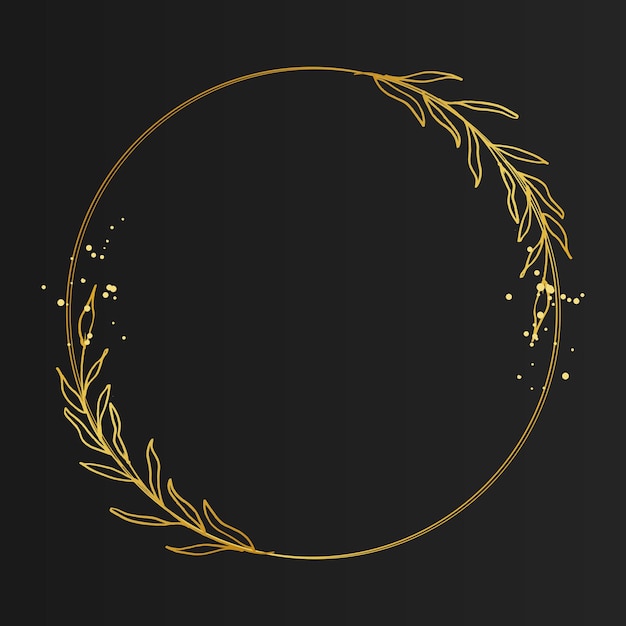 Gold circle frame on a black background