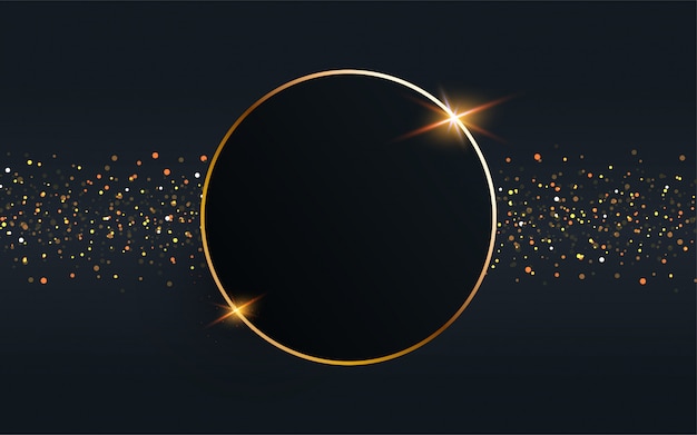 Gold circle frame vector background.