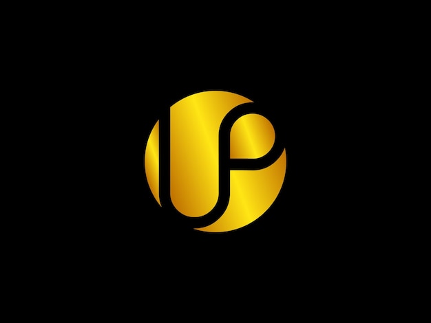 Gold circle logo with the letter up in the middle