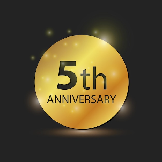 Gold circle plate Elegant logo 5th year anniversary celebration