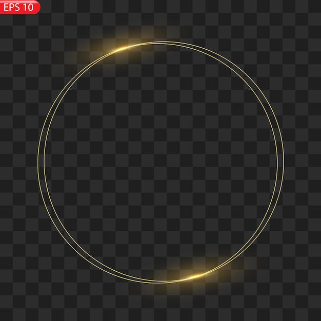 Quadro a cerchi dorati con effetto di luce luccicante un lampo dorato vola in un cerchio in un anello luminoso