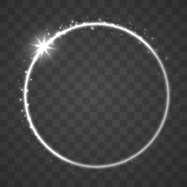 Vector gold circles frame with glitter light effect a golden flash flies in a circle in a luminous ring