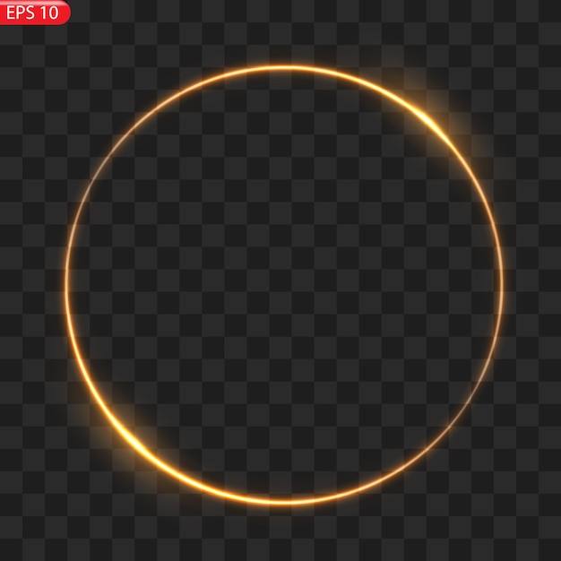 Рамка из золотых кругов с блестящим световым эффектом Золотая вспышка летит по кругу в светящемся кольце