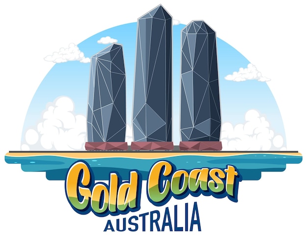 Vettore punto di riferimento dell'edificio della gold coast australia