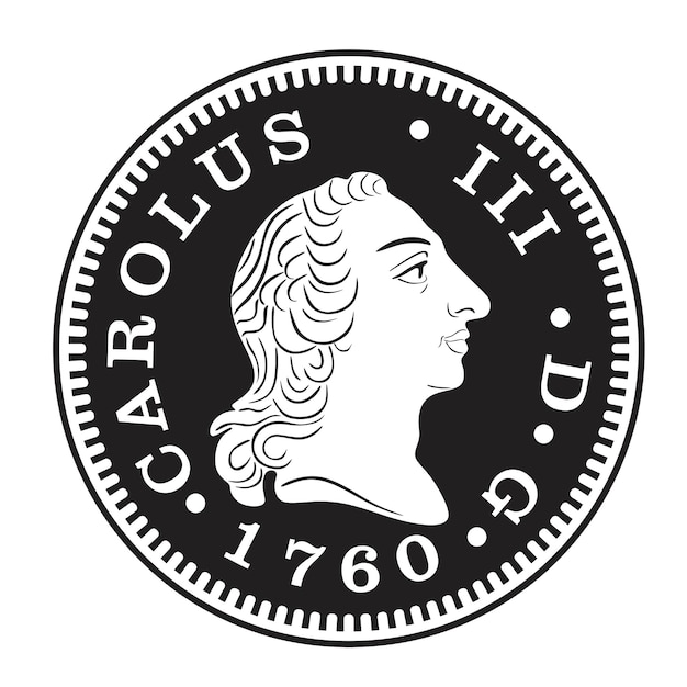 gold coin 1760 restored design silhouette