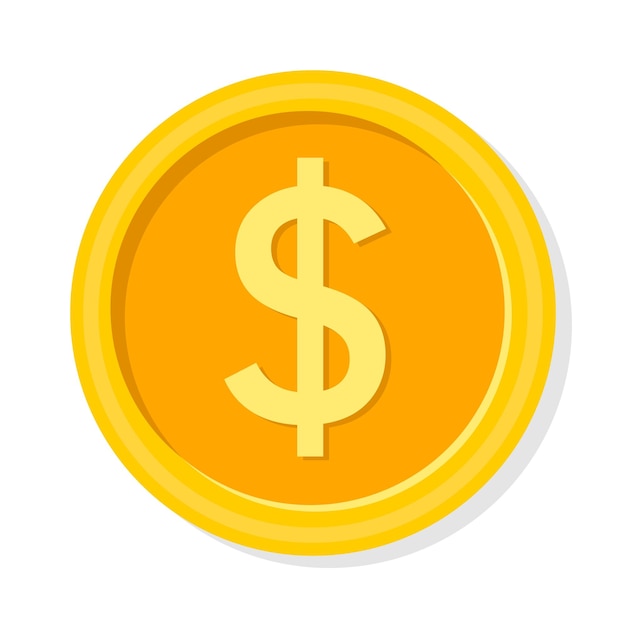 Vector gold coin dollar sign cartoon illustration