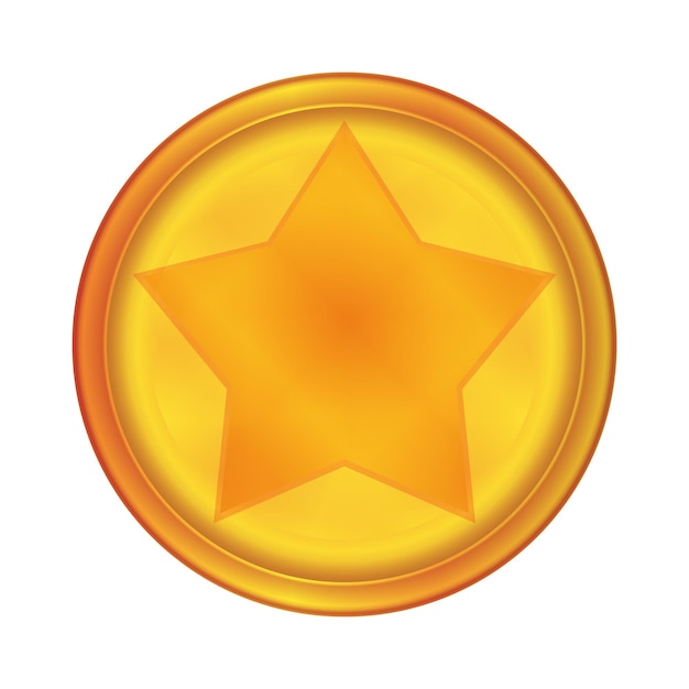 Gold coin icon with star rotating golden money sign business success colorful vector illustration