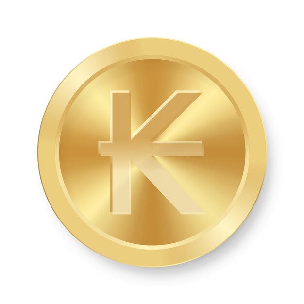 Gold coin of Kip Concept of internet web currency Kip medal