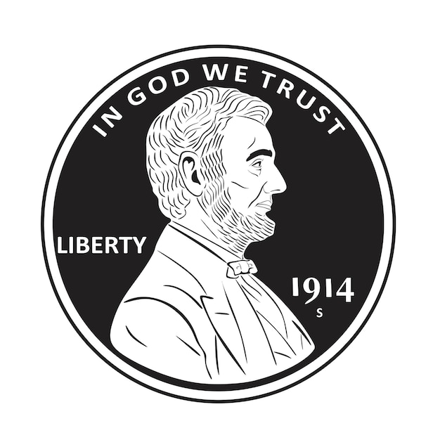 Vector gold coin liberty 1914 restored design