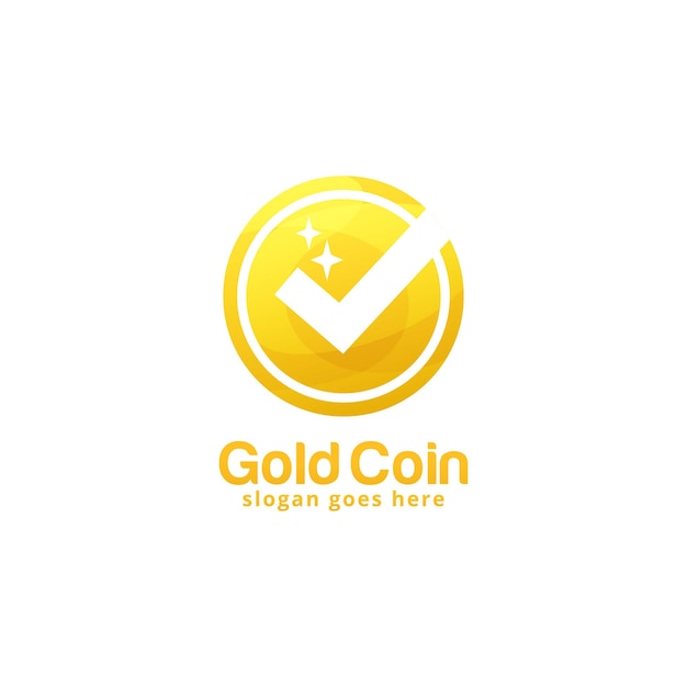 Gold coin logo design template