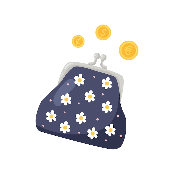 Vector gold coin modern purse