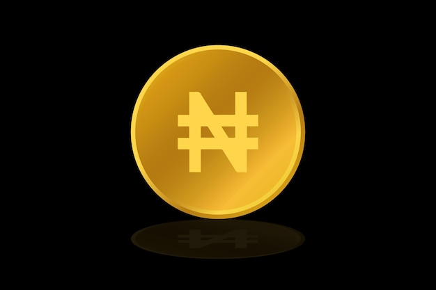 Gold coin naira nigeria currency money icon sign or symbol