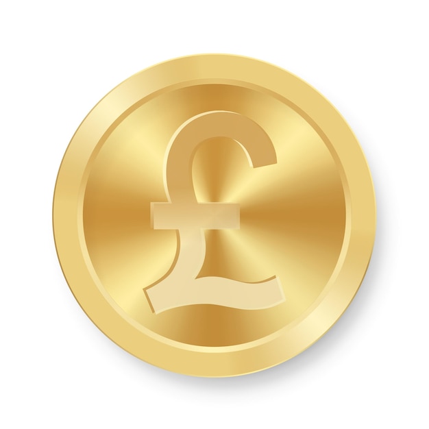 Вектор Золотая монета фунта стерлингов концепция интернет-валюты медаль фунта стерлингов