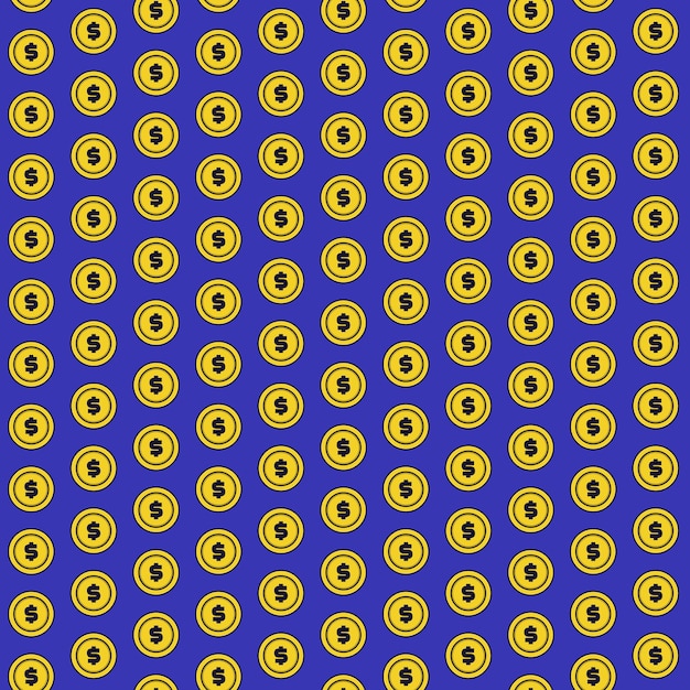 Gold coin pattern illustration in cartoon vector style for texture