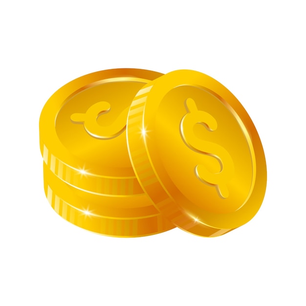 Vector gold coin vector 3d illustration