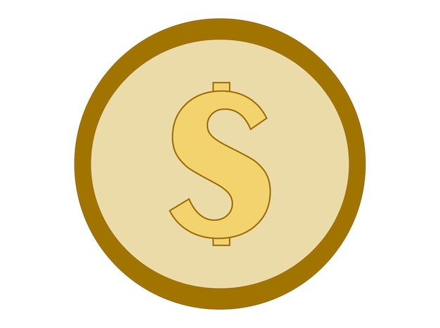 Gold coin vector illustration Hand drawn flat money icon isolated on white background Cash curren