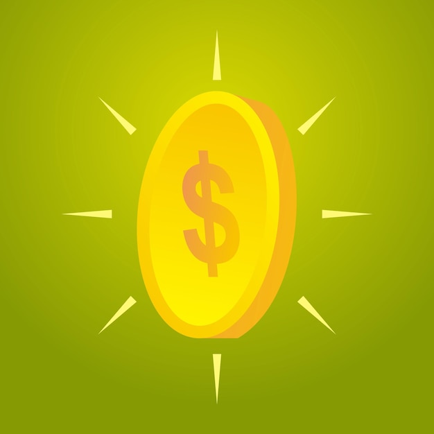 Gold coin with dollar sign Vector illustration