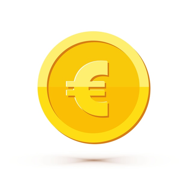 Vector gold coin with euro sign vector illustration isolated on white background