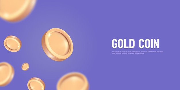 Gold Coin with falling coin on purple background busines investment profit money saving concept