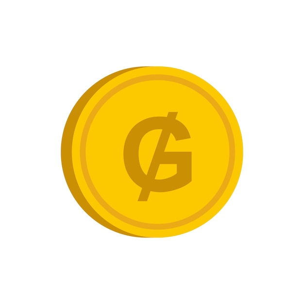 Gold coin with guarani sign icon in flat style on a white background vector illustration