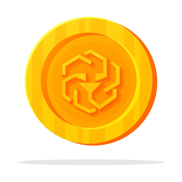 gold coin with a rectangle and arrows inside