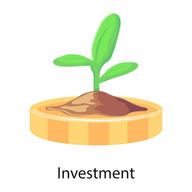 A gold coin with the word investment on it