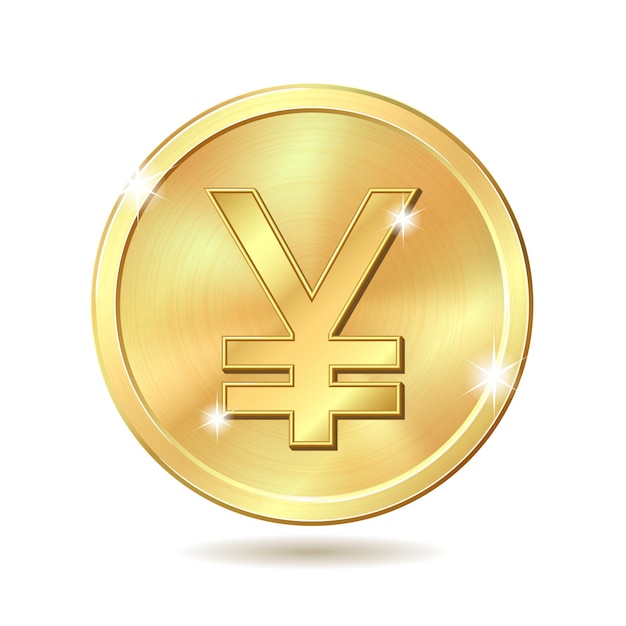 Vector gold coin with yen sign. vector illustration isolated on white background