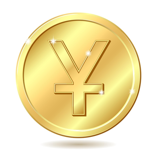 Vector gold coin with yuan sign. vector illustration isolated on white background